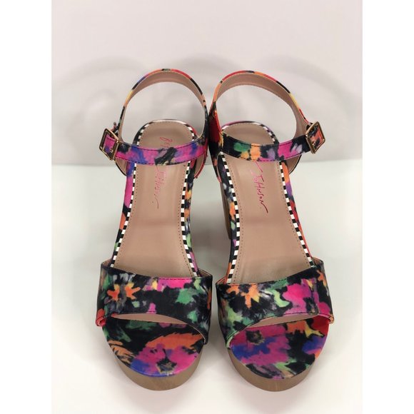 betsey johnson rose flower wood clog sandals